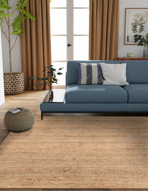 Natural 5' 1 x 5' 1 Chunky Jute Square Area Rug 100% All Natural Jute Sustainable Eco-Friendly Carpet Mat for Natural Interior Design Homes for Sale at Rug Engine