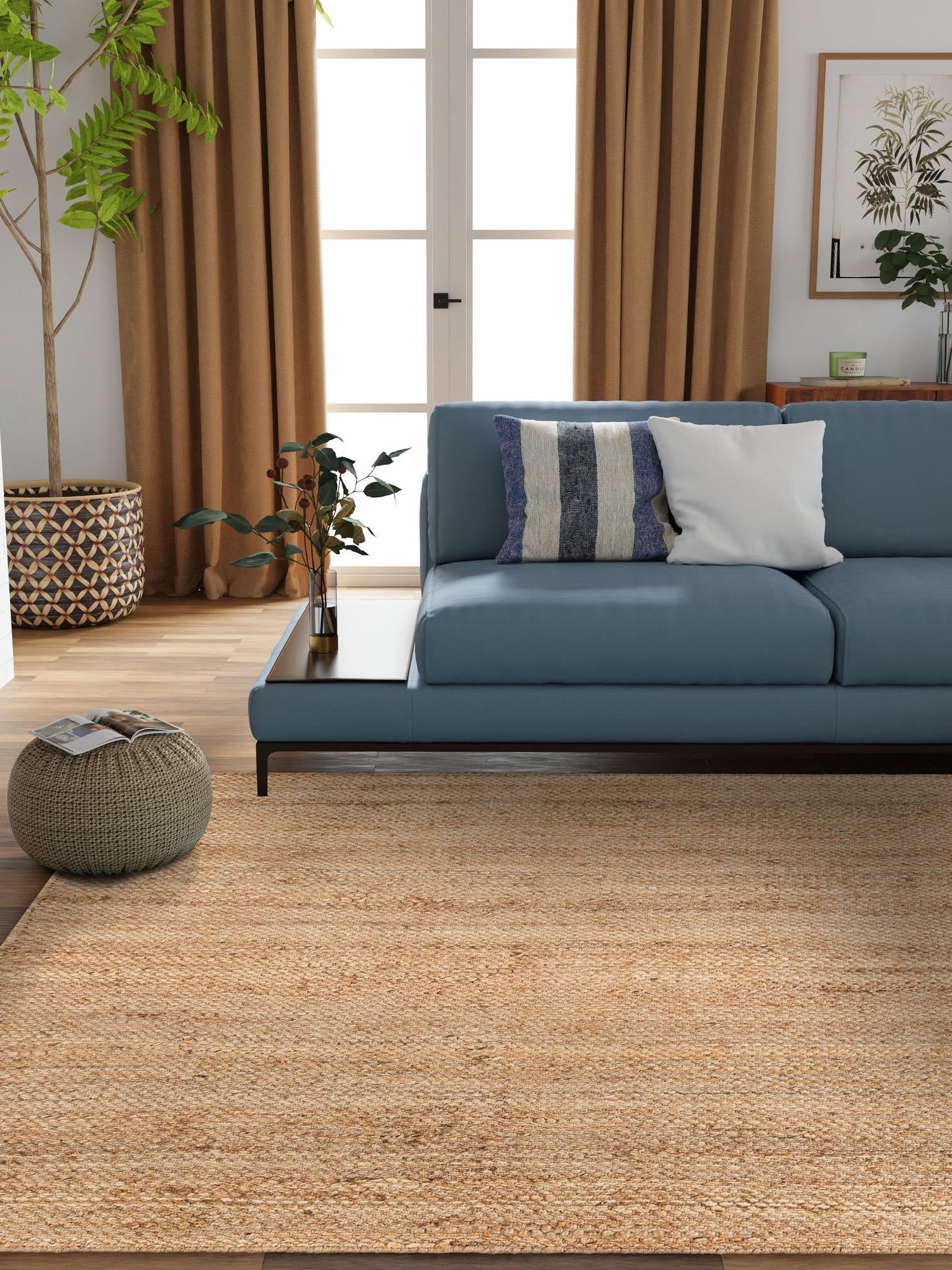 Natural 10' x 10' Chunky Jute Square Area Rug 100% All Natural Jute Sustainable Eco-Friendly Carpet Mat for Natural Interior Design Homes for Sale at Rug Engine