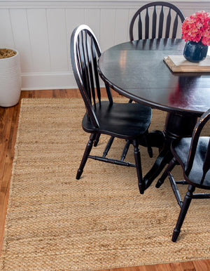 Natural 5' 1 x 5' 1 Chunky Jute Square Area Rug 100% All Natural Jute Sustainable Eco-Friendly Carpet Mat for Natural Interior Design Homes for Sale at Rug Engine