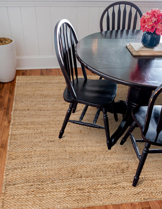Natural 5' 1 x 5' 1 Chunky Jute Square Area Rug 100% All Natural Jute Sustainable Eco-Friendly Carpet Mat for Natural Interior Design Homes for Sale at Rug Engine