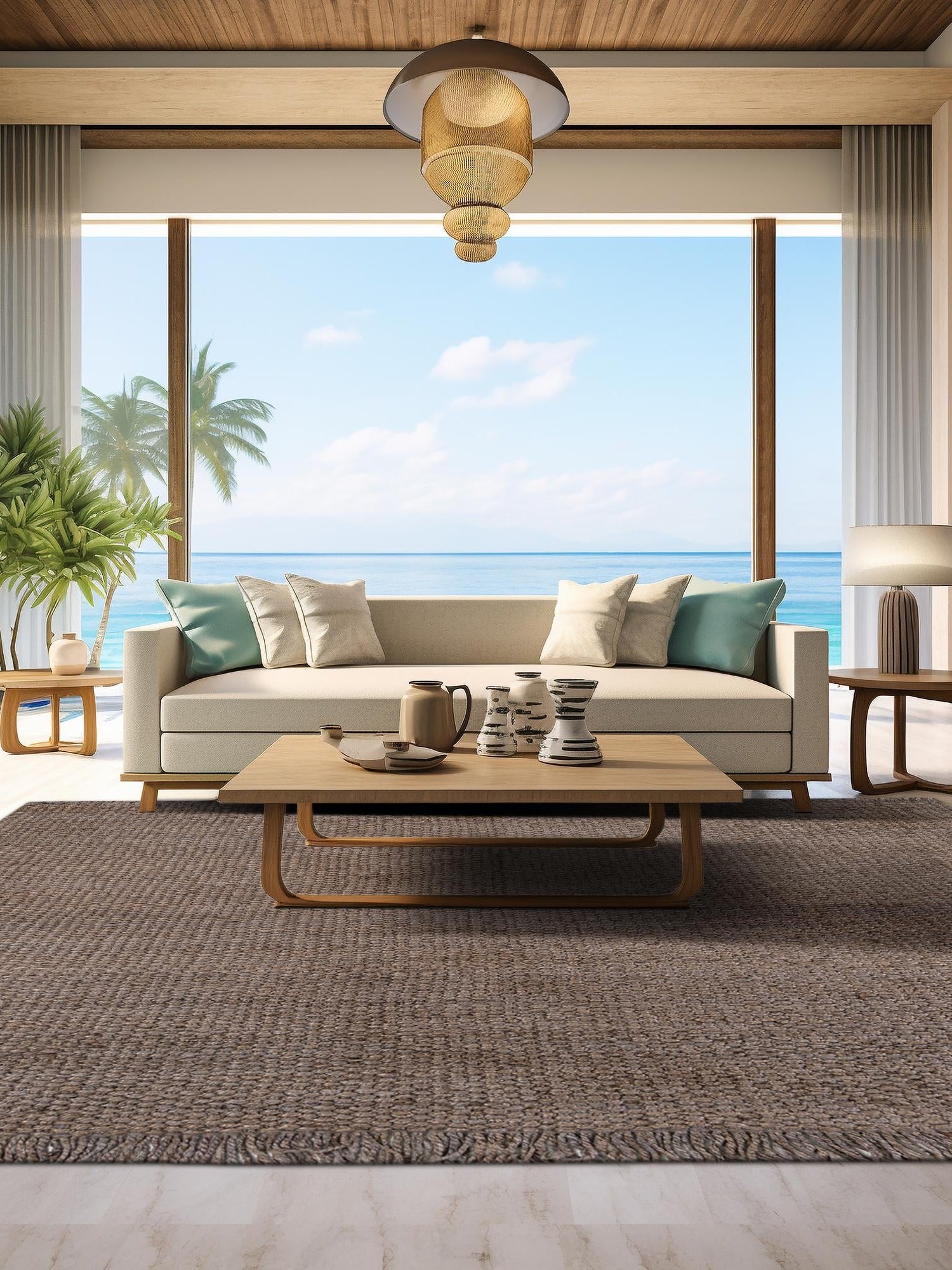 Gray 7' 10 x 7' 10 Chunky Jute Square Area Rug 100% All Natural Jute Sustainable Eco-Friendly Carpet Mat for Natural Interior Design Homes for Sale at Rug Engine