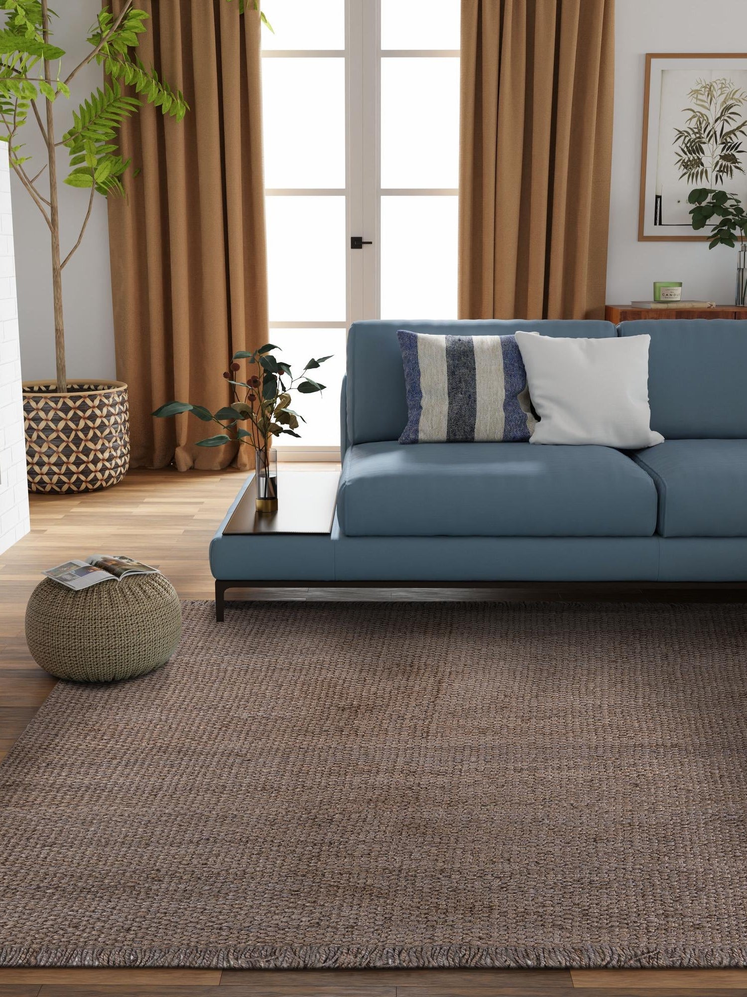 Gray 7' 10 x 7' 10 Chunky Jute Square Area Rug 100% All Natural Jute Sustainable Eco-Friendly Carpet Mat for Natural Interior Design Homes for Sale at Rug Engine