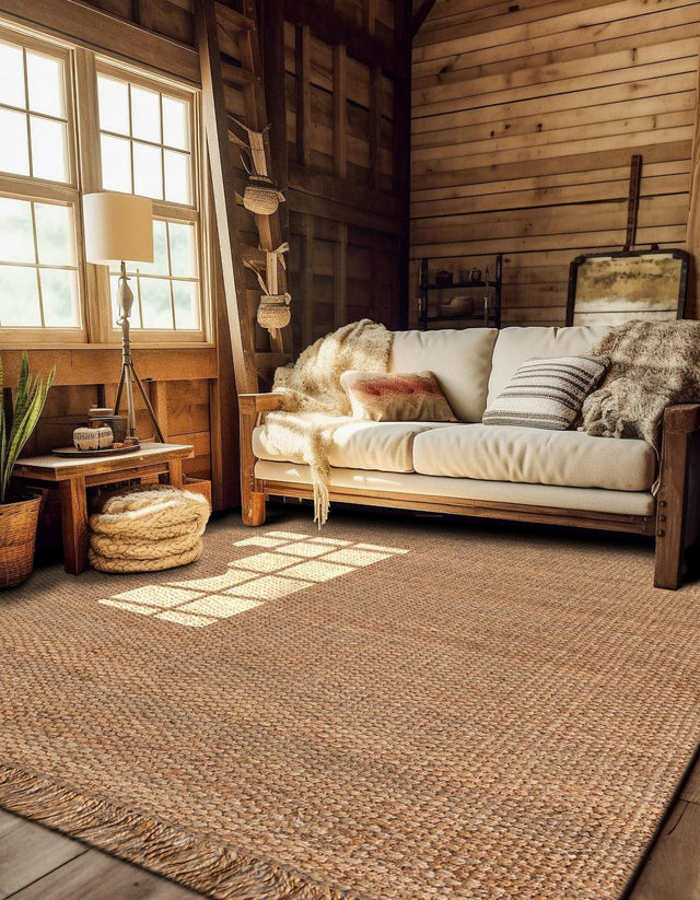 Natural 7' 10 x 7' 10 Chunky Jute Square Area Rug 100% All Natural Jute Sustainable Eco-Friendly Carpet Mat for Natural Interior Design Homes for Sale at Rug Engine