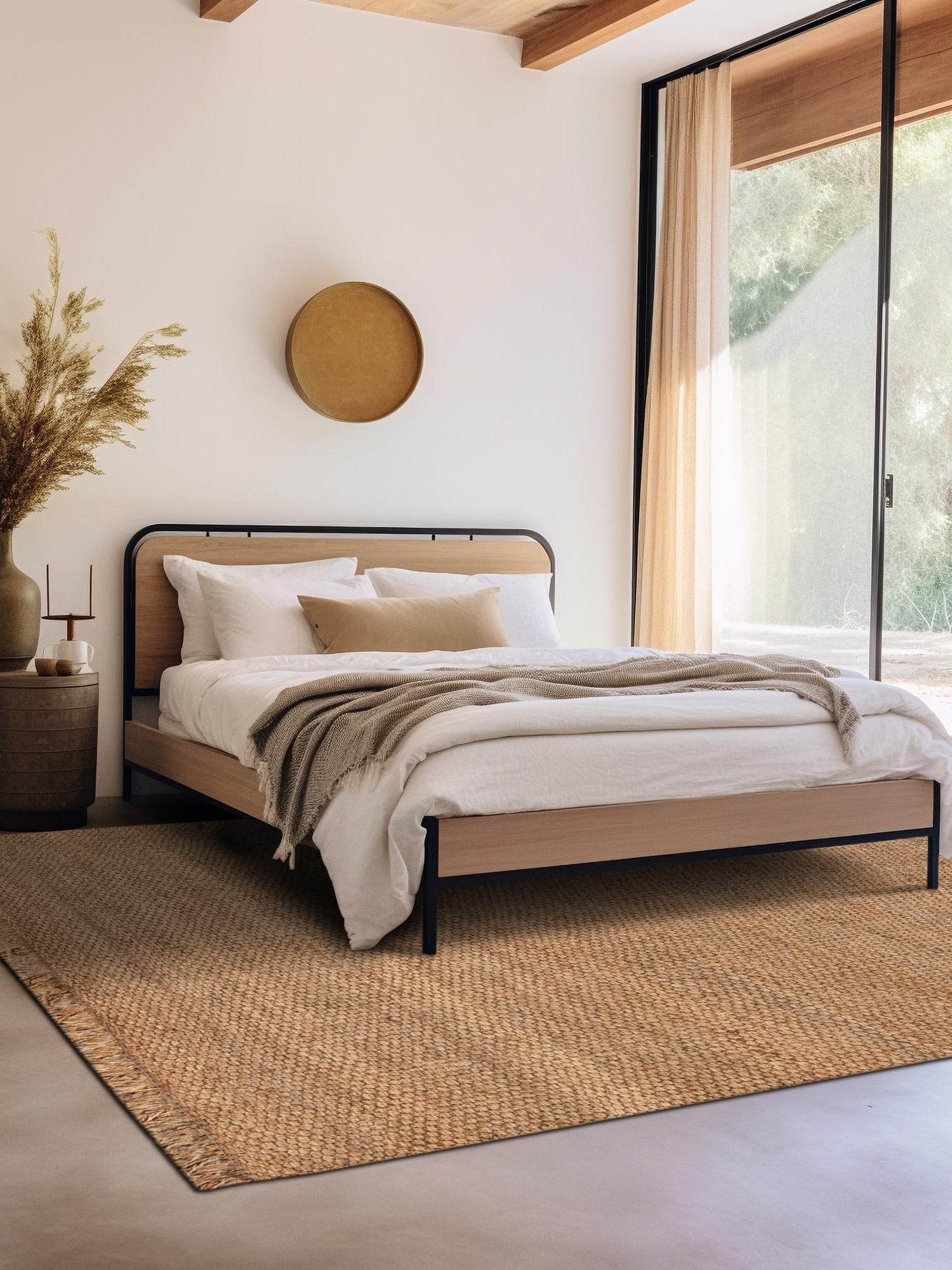 Natural 7' 10 x 7' 10 Chunky Jute Square Area Rug 100% All Natural Jute Sustainable Eco-Friendly Carpet Mat for Natural Interior Design Homes for Sale at Rug Engine