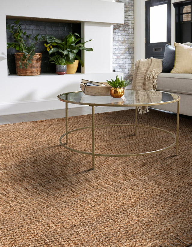 Natural 7' 10 x 7' 10 Chunky Jute Square Area Rug 100% All Natural Jute Sustainable Eco-Friendly Carpet Mat for Natural Interior Design Homes for Sale at Rug Engine
