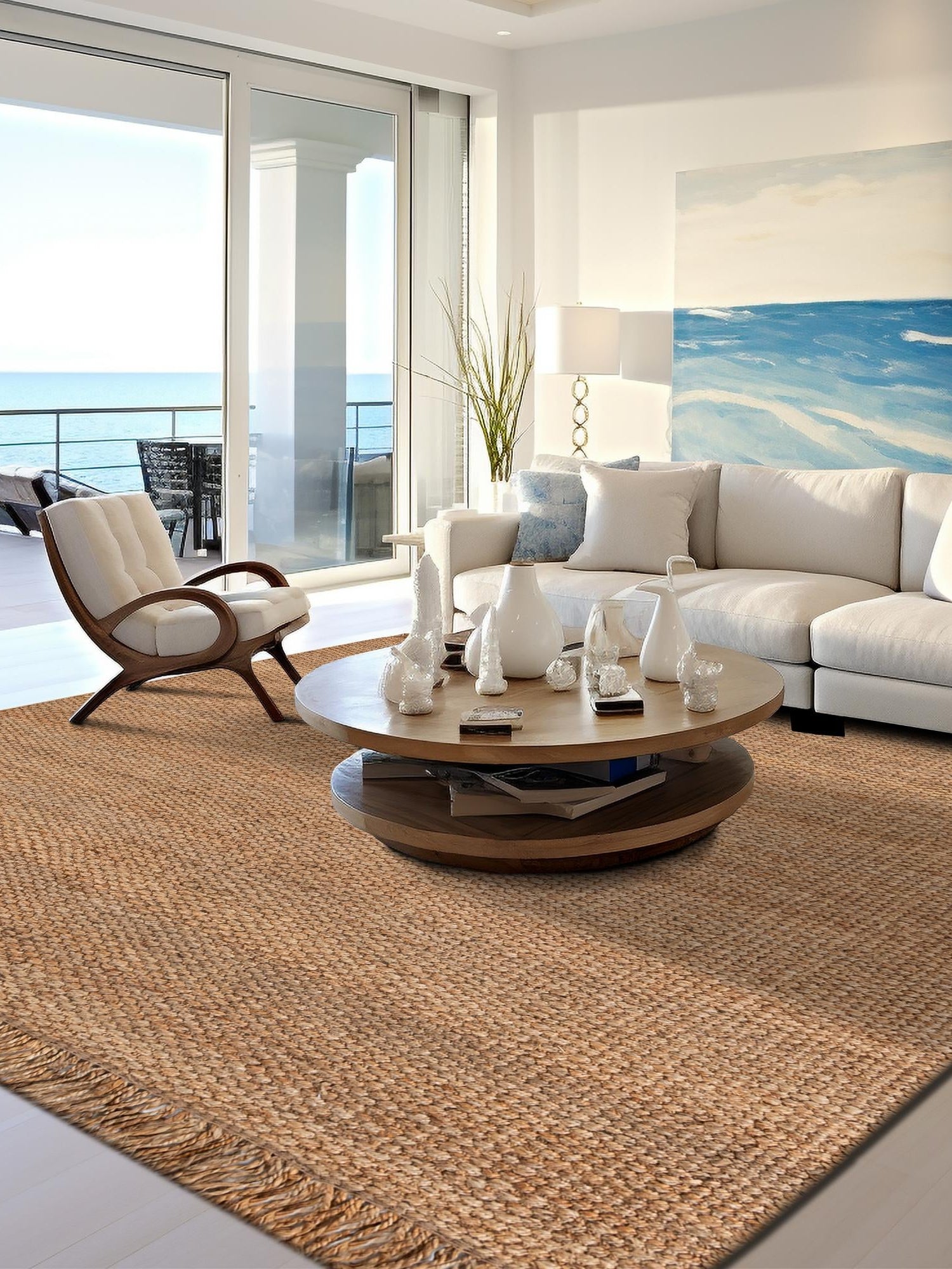 Natural 10' x 10' Chunky Jute Square Area Rug 100% All Natural Jute Sustainable Eco-Friendly Carpet Mat for Natural Interior Design Homes for Sale at Rug Engine