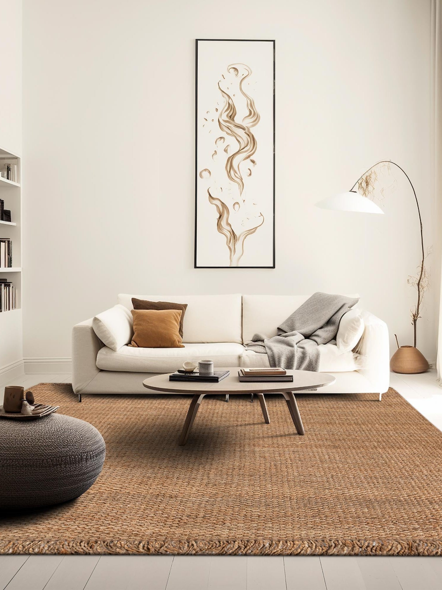 Natural 7' 10 x 7' 10 Chunky Jute Square Area Rug 100% All Natural Jute Sustainable Eco-Friendly Carpet Mat for Natural Interior Design Homes for Sale at Rug Engine