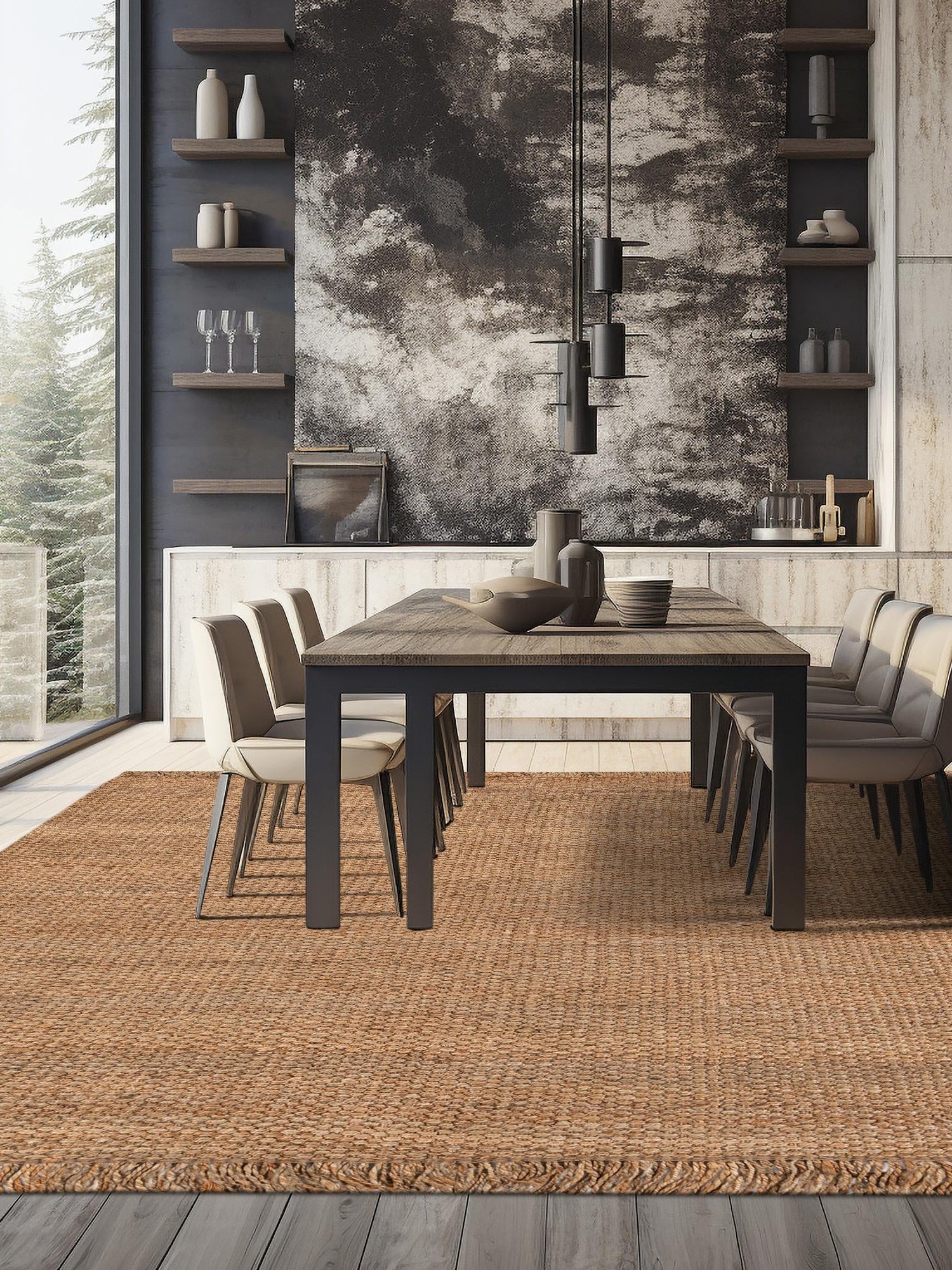 Natural 10' x 10' Chunky Jute Square Area Rug 100% All Natural Jute Sustainable Eco-Friendly Carpet Mat for Natural Interior Design Homes for Sale at Rug Engine