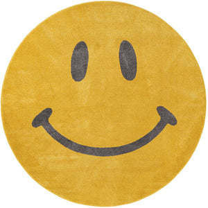 Yellow 8' x 8' Whimsy Kids Round Rug