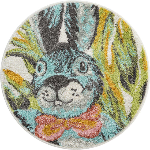 Ivory 2' 2 x 2' 2 Whimsy Kids Round Rug