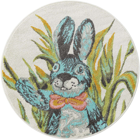 Ivory 3' 3 x 3' 3 Whimsy Kids Round Rug
