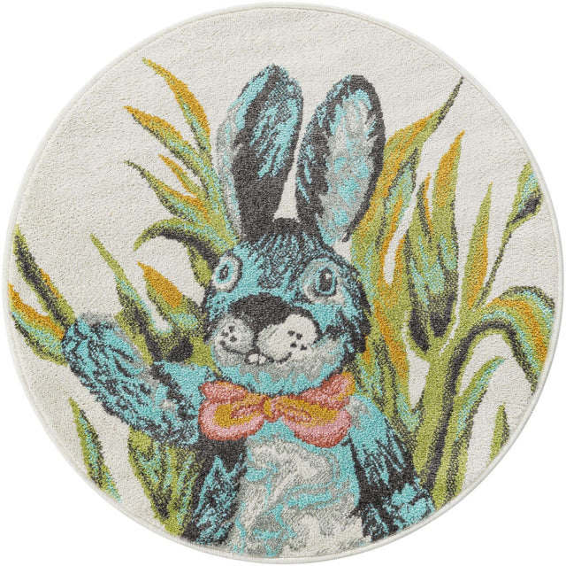 Ivory 3' 3 x 3' 3 Whimsy Kids Round Rug