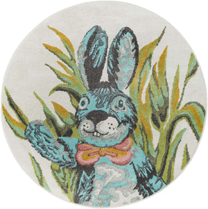 Ivory 5' 1 x 5' 1 Whimsy Kids Round Rug