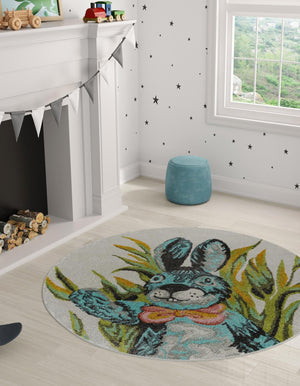 Ivory 8' x 8' Whimsy Kids Round Rug