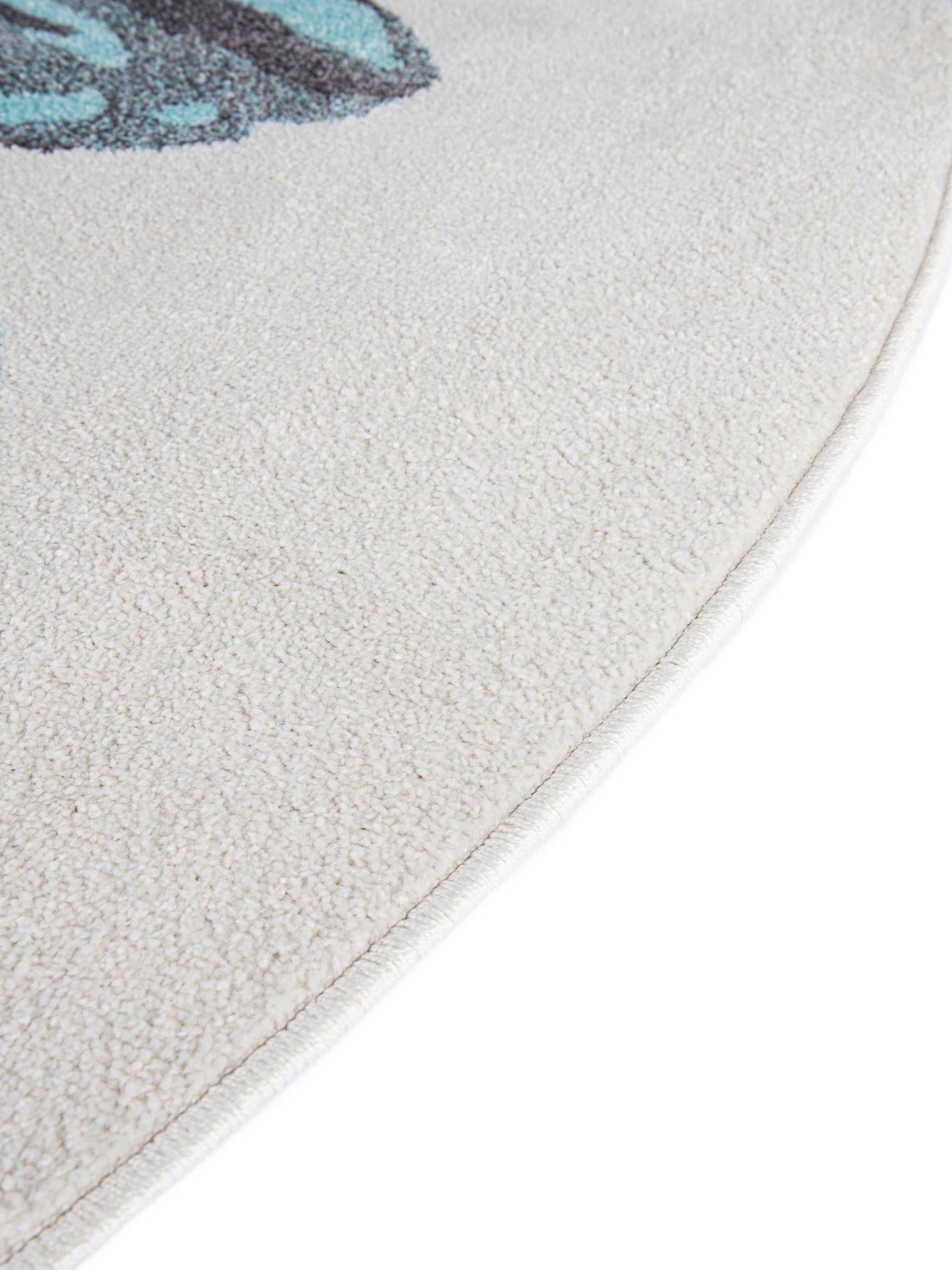 Ivory 3' 3 x 3' 3 Whimsy Kids Round Area Rug for Baby Nursery, Toddler Playroom, Bedrooms