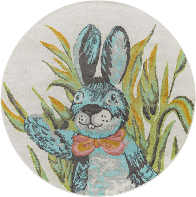 Ivory 6' 1 x 6' 1 Whimsy Kids Round Rug