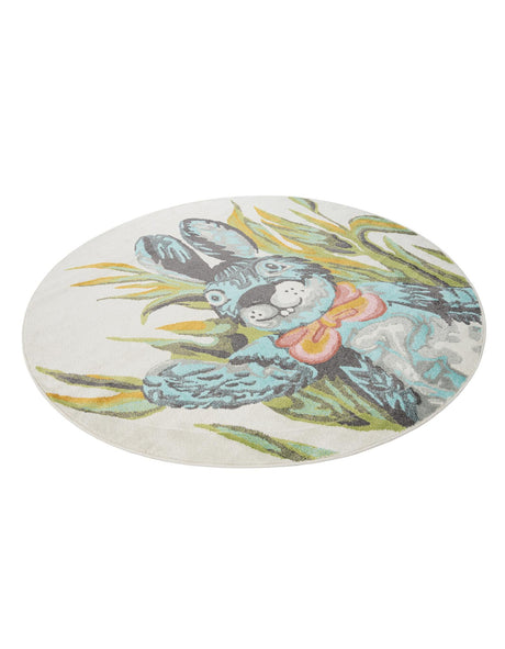 Ivory 7' 10 x 7' 10 Whimsy Kids Round Area Rug for Baby Nursery, Toddler Playroom,  Bedrooms Playful Fun Design Easy Clean Carpet for Sale at Rug Engine