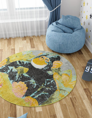 Multicolor 3' 3 x 3' 3 Whimsy Kids Round Rug