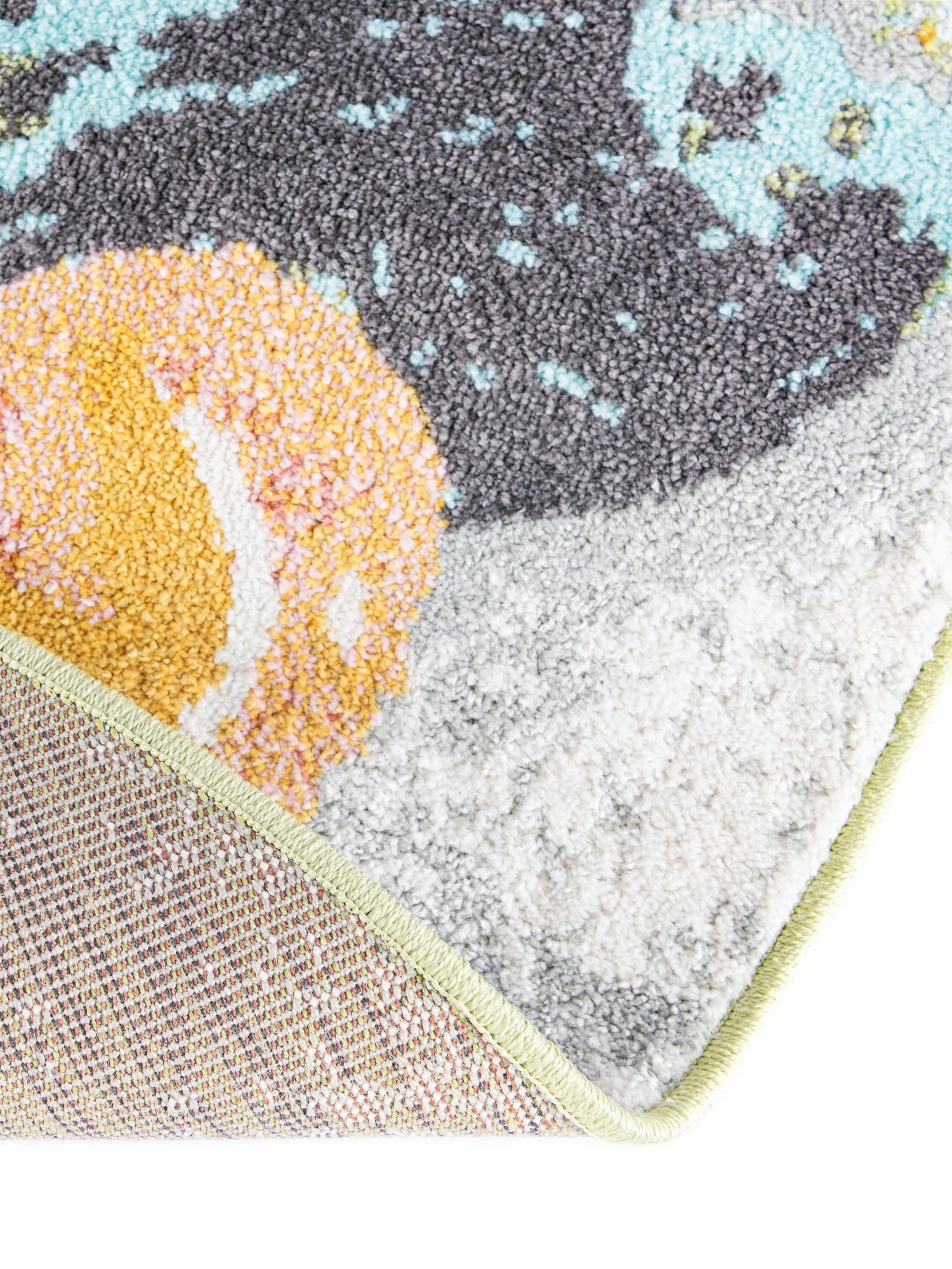 Multicolor 3' 3 x 3' 3 Whimsy Kids Round Area Rug for Baby Nursery, Toddler Playroom, Bedrooms