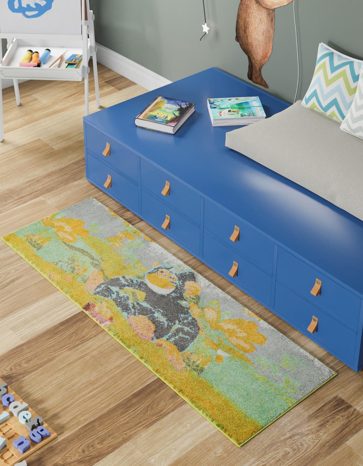 Multicolor 2' 2 x 5' 1 Whimsy Kids Runner Area Rug for Baby Nursery, Toddler Playroom,  Bedrooms Playful Fun Design Easy Clean Carpet for Sale at Rug Engine