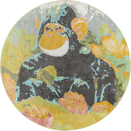 Multicolor 8' x 8' Whimsy Kids Round Rug