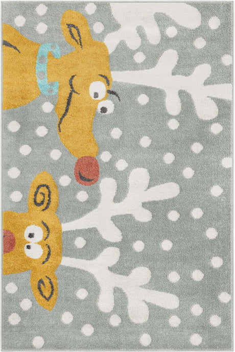 Gray 4' 1 x 6' 1 Whimsy Kids Rectangle Rug