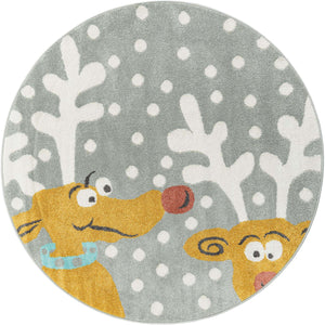 Gray 5' 1 x 5' 1 Whimsy Kids Round Rug
