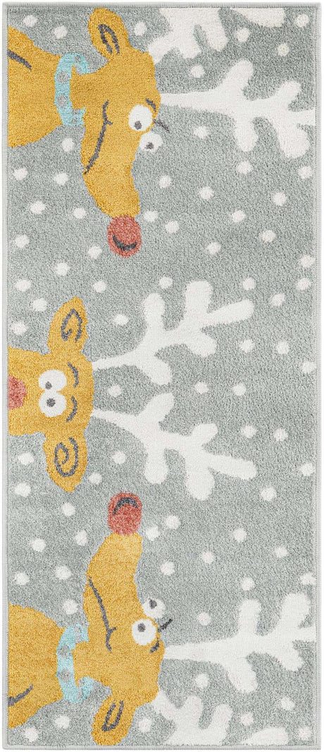 Gray 2' 2 x 5' 1 Whimsy Kids Runner Area Rug for Baby Nursery, Toddler Playroom, Bedrooms