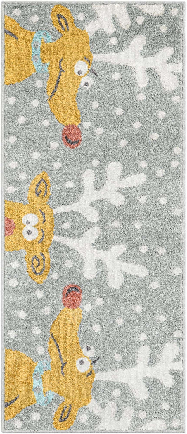 Gray 2' 2 x 5' 1 Whimsy Kids Runner Area Rug for Baby Nursery, Toddler Playroom, Bedrooms