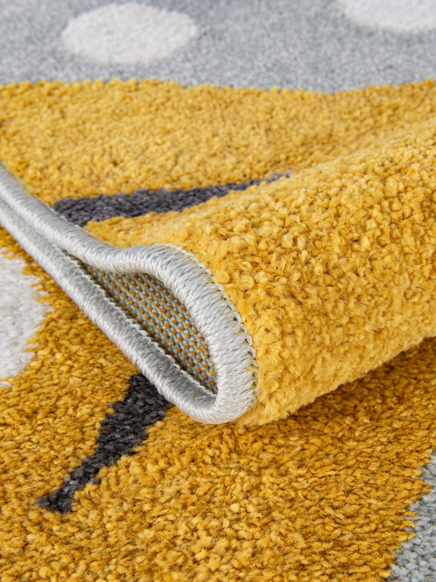 Gray 6' 1 x 6' 1 Whimsy Kids Round Area Rug for Baby Nursery, Toddler Playroom, Bedrooms