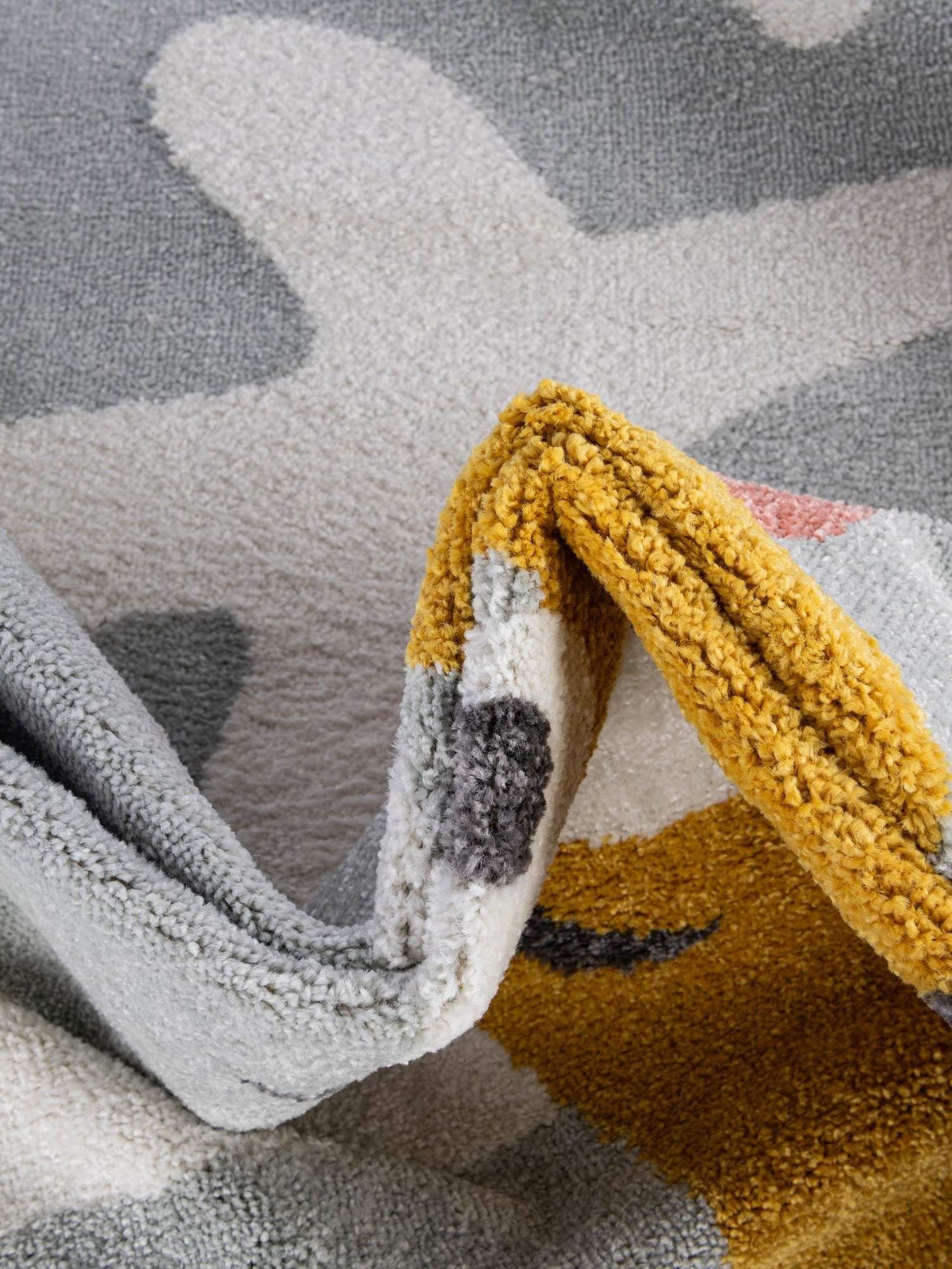 Gray 6' 1 x 6' 1 Whimsy Kids Round Area Rug for Baby Nursery, Toddler Playroom, Bedrooms