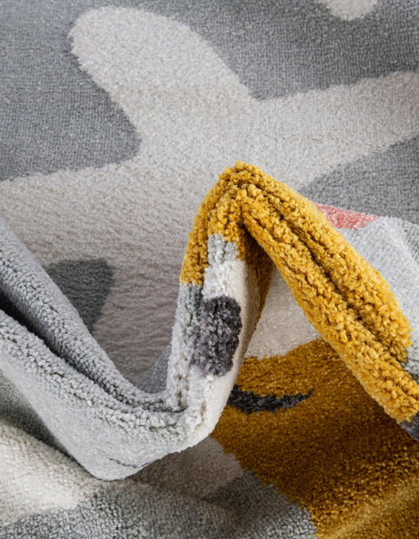 Gray 6' 1 x 6' 1 Whimsy Kids Round Area Rug for Baby Nursery, Toddler Playroom,  Bedrooms Playful Fun Design Easy Clean Carpet for Sale at Rug Engine