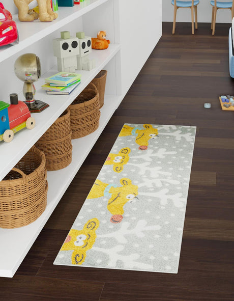 Gray 2' 2 x 6' 1 Whimsy Kids Runner Rug
