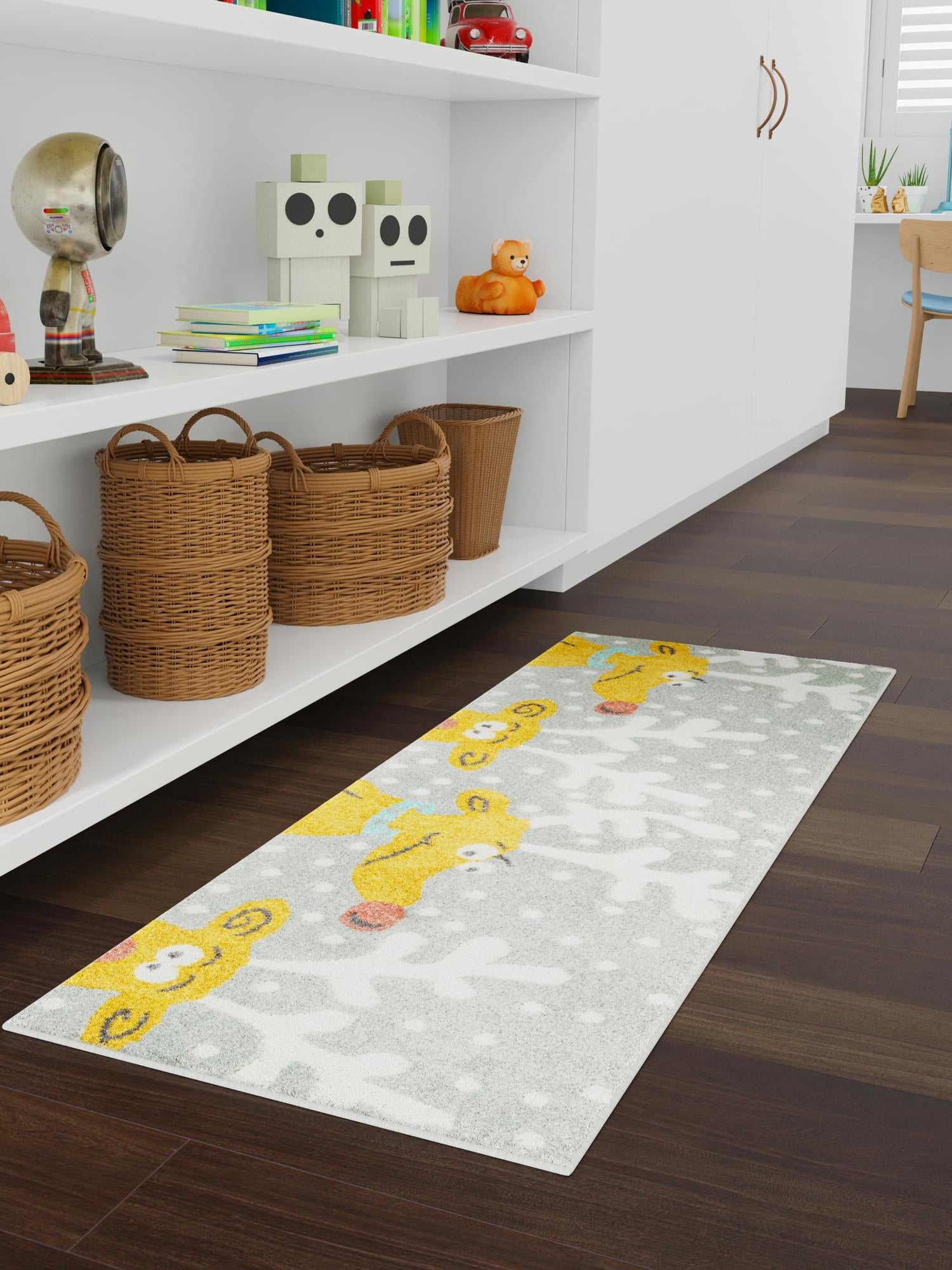 Gray 2' 2 x 5' 1 Whimsy Kids Runner Area Rug for Baby Nursery, Toddler Playroom,  Bedrooms Playful Fun Design Easy Clean Carpet for Sale at Rug Engine