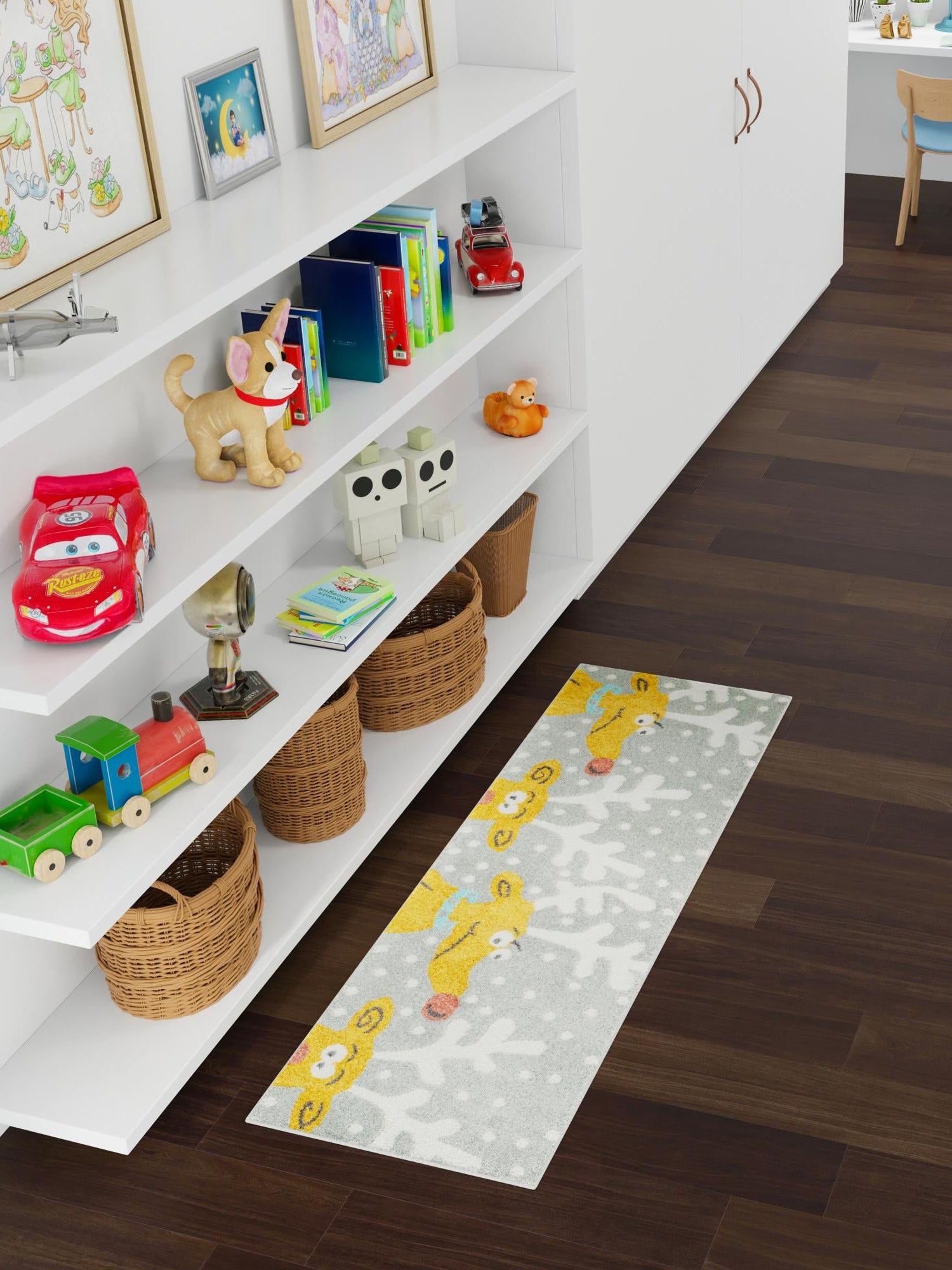 Gray 2' 2 x 5' 1 Whimsy Kids Runner Area Rug for Baby Nursery, Toddler Playroom,  Bedrooms Playful Fun Design Easy Clean Carpet for Sale at Rug Engine