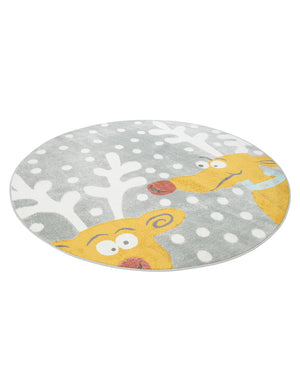Gray 8' x 8' Whimsy Kids Round Rug