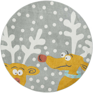 Gray 8' x 8' Whimsy Kids Round Rug