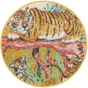 Multicolor 2' 2 x 2' 2 Whimsy Kids Round Rug
