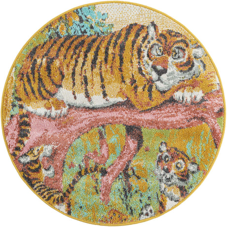 Multicolor 3' 3 x 3' 3 Whimsy Kids Round Rug