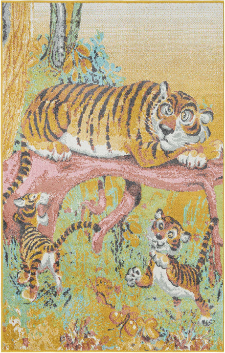 Multicolor 5' 3 x 8' Whimsy Kids Rectangle Rug