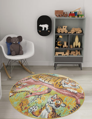 Multicolor 8' x 8' Whimsy Kids Round Rug