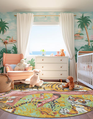 Multicolor 8' x 8' Whimsy Kids Round Rug
