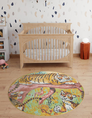 Multicolor 8' x 8' Whimsy Kids Round Rug