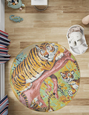 Multicolor 8' x 8' Whimsy Kids Round Rug