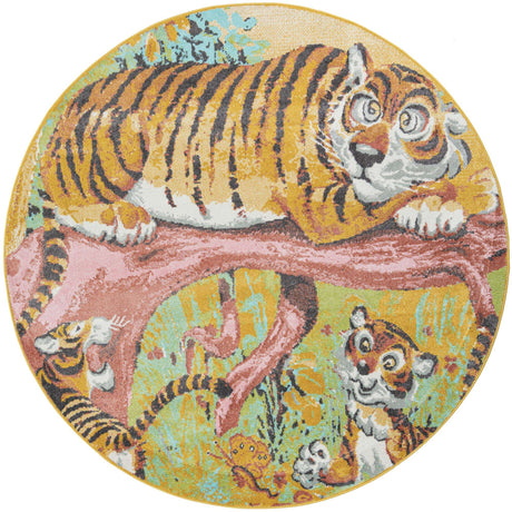 Multicolor 8' x 8' Whimsy Kids Round Rug