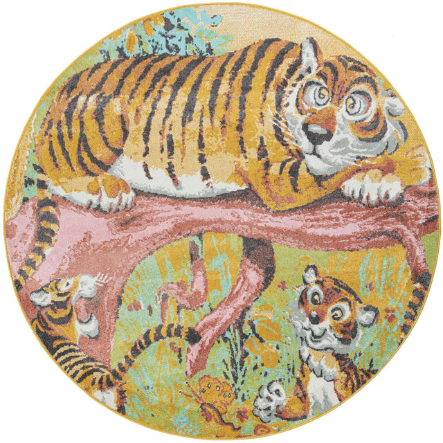 Multicolor 8' x 8' Whimsy Kids Round Rug