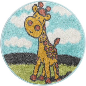 Blue 2' 2 x 2' 2 Whimsy Kids Round Rug