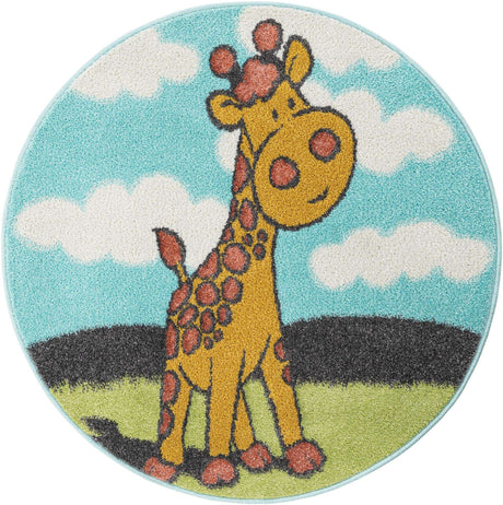 Blue 3' 3 x 3' 3 Whimsy Kids Round Rug