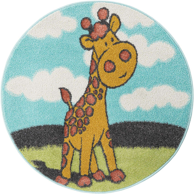 Blue 3' 3 x 3' 3 Whimsy Kids Round Rug