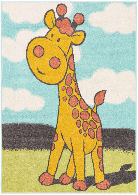 Blue 4' 1 x 6' 1 Whimsy Kids Rectangle Rug
